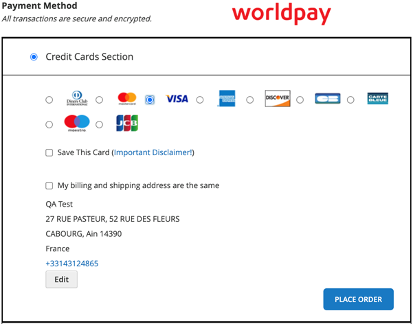 Example hosted payment page