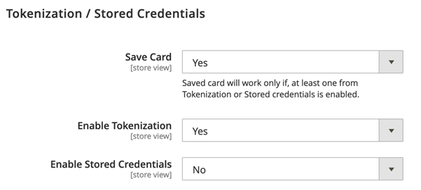 Tokenization and stored credentials enablement